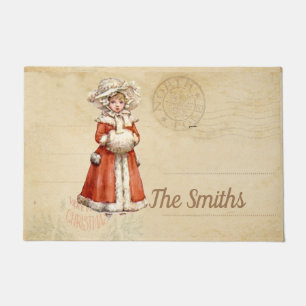Little Victorian Caroler Custom Christmas Doormat