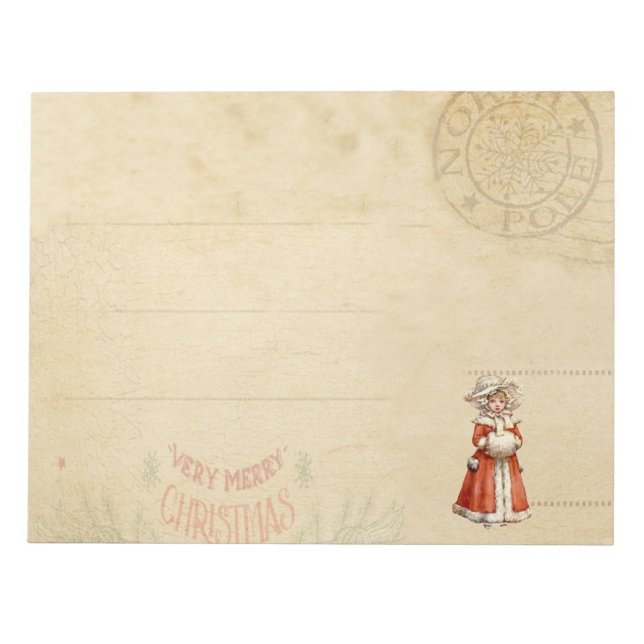Little Victorian Caroler Custom Christmas Notepad (Front)