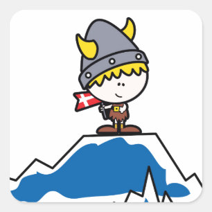 Little Viking Boy Square Sticker