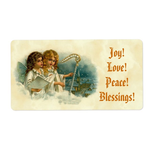 Little Vintage Angels and Harp Blessings Joy Love (Front)