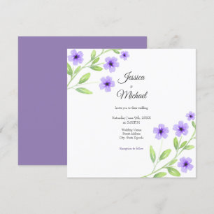 Little Violet Watercolor Blossoms Invitation