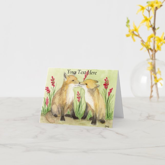 Little Vixens Card (Yellow Flower)