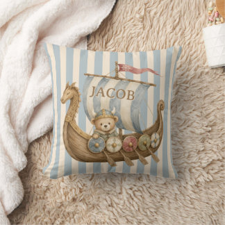 Little Warior Viking Ship Baby Nursery Throw Pillow