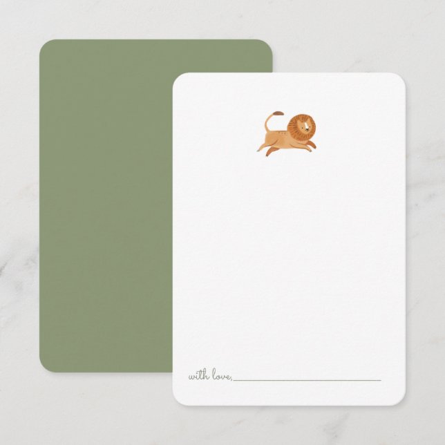 Little Watercolor Lion Birthday  Time Capsule  Thank You Card (Front/Back)