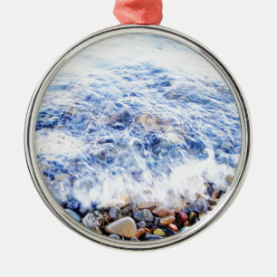 Little wave and colourful stones metal ornament