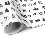 Little Wedding Icon Symbols pattern Wrapping Paper<br><div class="desc">This design may be personalized in the area provided by changing the photo and/or text. Or it can be customized by clicking Personalize this Template and then choosing the click to customize further option and delete or change the colour of the background, add text, change the text colour or style,...</div>
