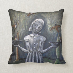 Little Wendy ~ Bird Girl Throw Pillow