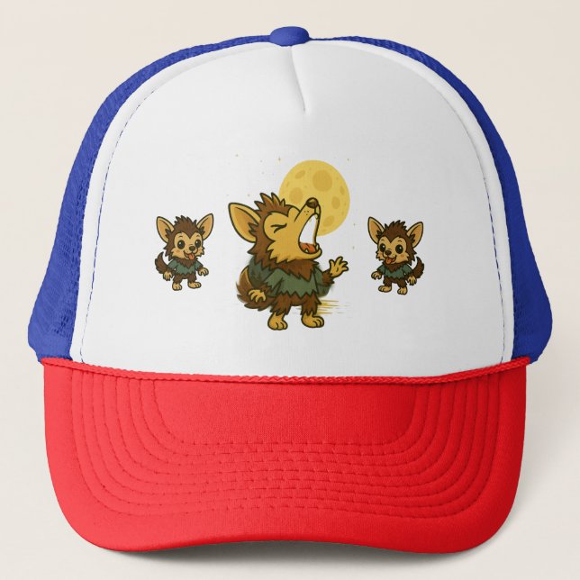 Little Werewolf Howling Trucker Hat (Front)