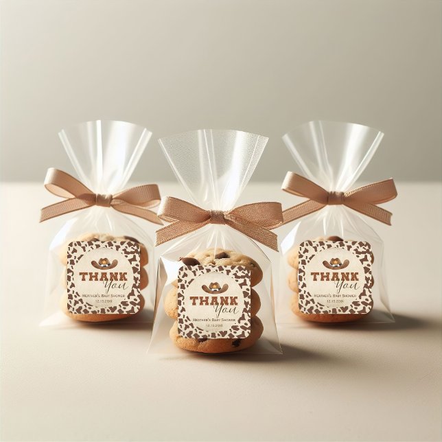 Little Western Cowboy Baby Shower Square Sticker (Creator Uploaded)