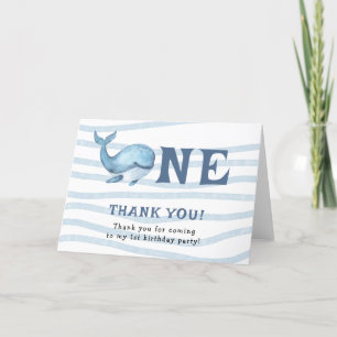 Little Whale 1st Birthday Under The Sea Thank You Card