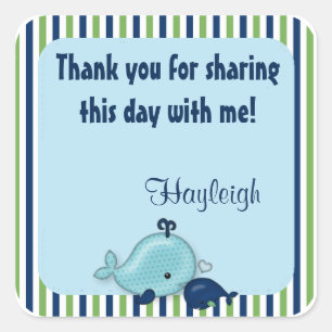 Little Whale Baby Mommy Kiss square sticker