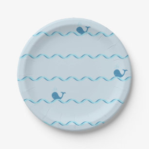 Little Whales and Waves Paper Plate
