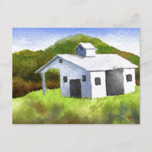 "Little White Barn" Country Roads Postcard