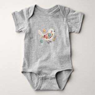Little White Bird Floral Baby Bodysuit