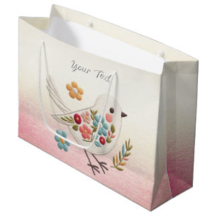 Little White Bird Floral Gift Bag
