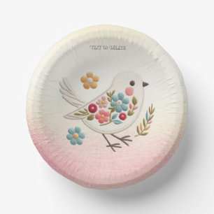 Little White Bird Floral Paper Bowl Paper Plate