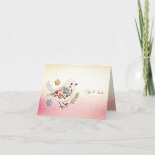 Little White Bird Floral Thank You Card