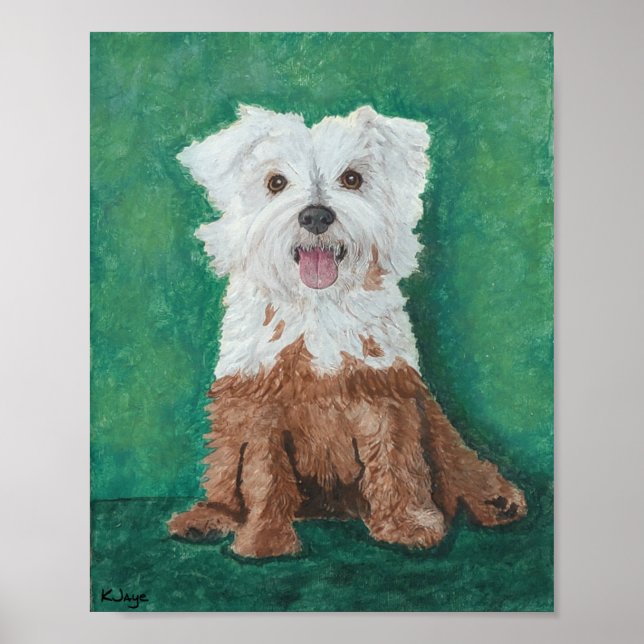 Little White Dog After the Bath - Fine Art Print (Front)