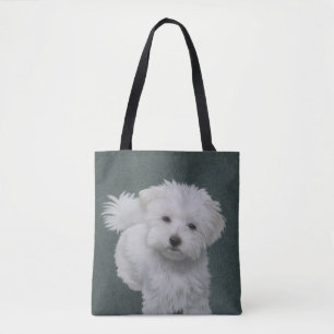 Little white dog pet portrait Tote Bag