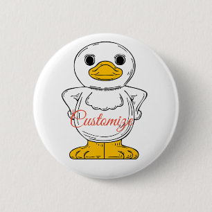 Little White Duck Standing Thunder_Cove 2 Inch Round Button
