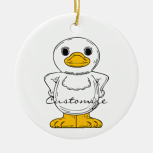 Little White Duck Standing Thunder_Cove Ceramic Ornament