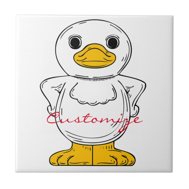 Little White Duck Standing Thunder_Cove Tile (Front)
