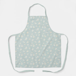 Little White Flowers on blue - seamless pattern. Apron