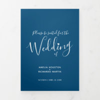Little white heart script blaue white wedding