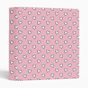 Little White Hearts on PInk Binder
