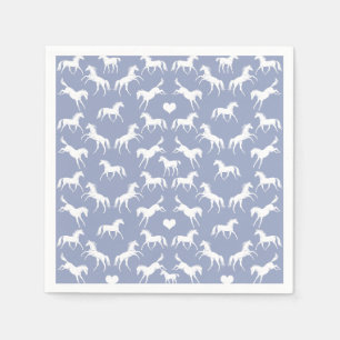 Little White Horses Blue Napkins