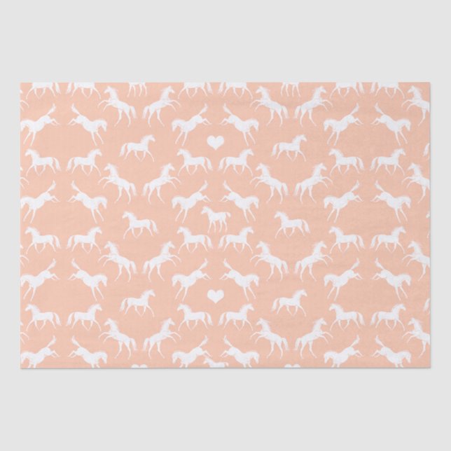 Little White Horses on Peach Wrapping Paper (Front)