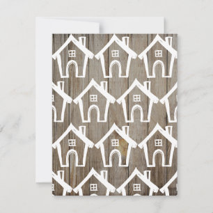 Little White Houses on Brown Wood We Moved Card
