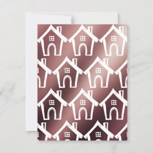 Little White Houses on Rose Gold New Address Card