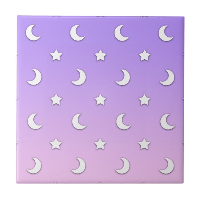 Little White Stars and Moons Pattern Tile (Front)