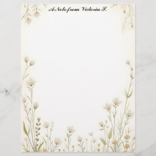 Little White Wildflowers Country Letterhead