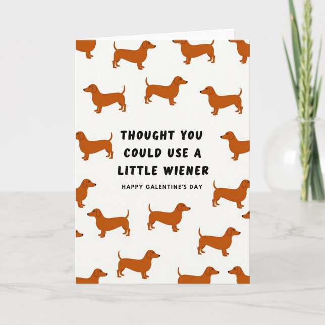 Little Wiener Dog Galentines Card (Front)