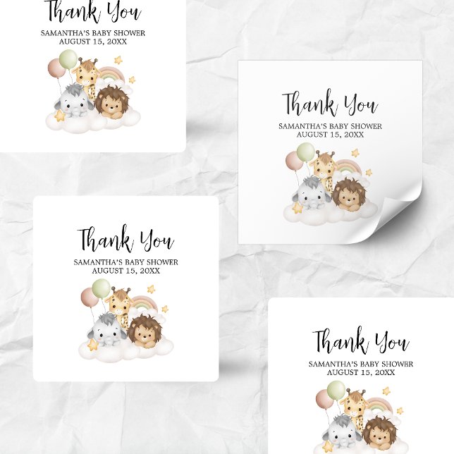 Little Wild One Cute Baby Shower Square Sticker (ittle Wild One Safari Animals Cute Baby Shower Square Sticker)