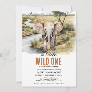 Little Wild One Elephant Baby Shower Invitation