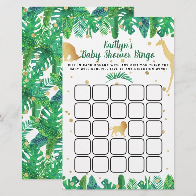 Little Wild One On His Way Boys Baby Shower Bingo (Front/Back)