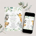 Little Wild One On the Way Baby Shower Invitation<br><div class="desc">Cute a Little Wild One is On the Way baby shower invitation features pretty greenery with cute watercolor safari animals. Personalize with your details.</div>