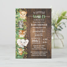 Little Wild One Rustic Safari Animals Baby Shower