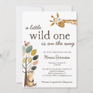 Little Wild One Safari Animals Baby Shower Invitation