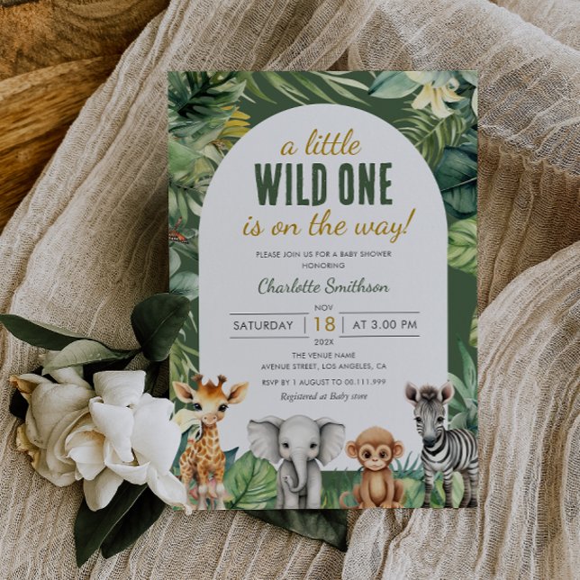 Little Wild One Safari Animals Baby Shower Invitation (Creator Uploaded)