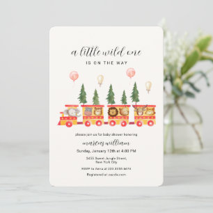 Little Wild One Safari Animals Train Baby Shower Invitation