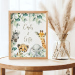 Little Wild One Safari Baby Shower Cards & Gifts Poster<br><div class="desc">Cute a Little Wild One is On the Way baby shower signs features pretty greenery with cute watercolor safari animals. Personalize with your details.</div>