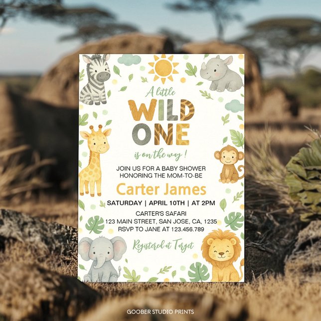 Little Wild One Safari Baby Shower Invitation (Creator Uploaded)