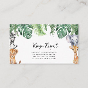 Little Wild One Safari Baby Shower Recipe Request Enclosure Card