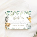 Little Wild One Safari Baby Shower Thank You Cards<br><div class="desc">Cute a Little Wild One is On the Way baby shower thank you cards features pretty greenery with cute watercolor safari animals. Personalize with your details.</div>