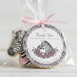 Little Wild One Zebra Baby Shower Safari Thank You Favour Tags