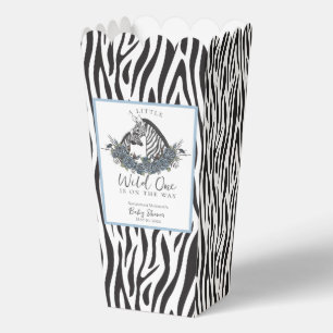 Little Wild One Zebra Safari Baby Shower Popcorn Favor Box